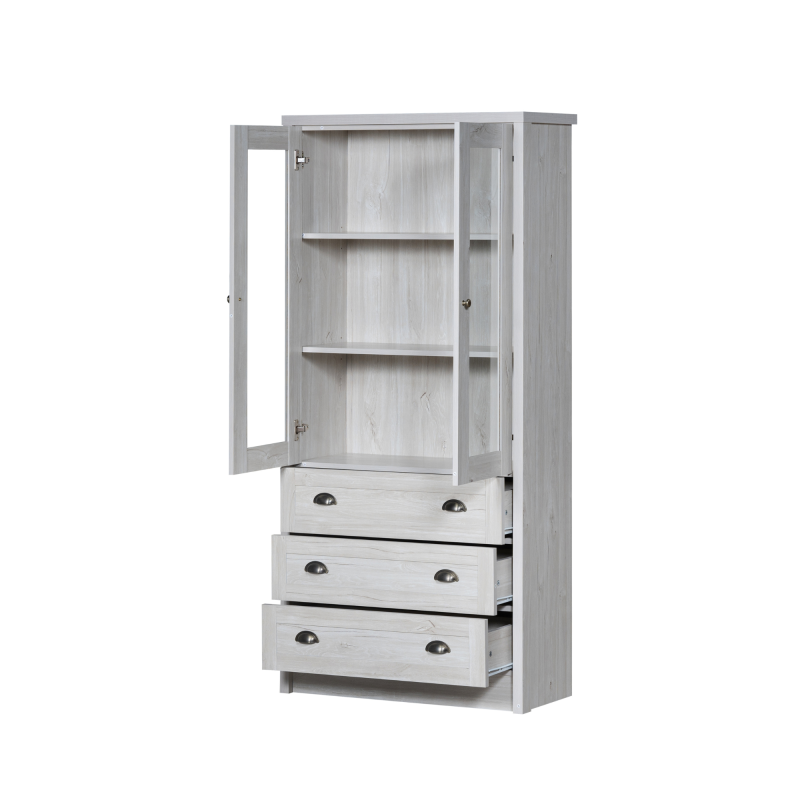 Moderner Highboard Schrank 80x34x171 cm, für Wohnzimmer, Büro & Flur