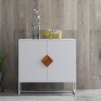 Sideboard mit 2 Türen und quadratischem Griff aus Massivholz