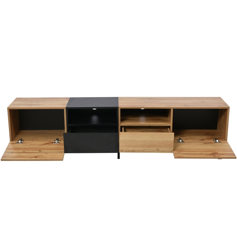 Moderner TV-Ständer mit schwarzem und holzfarbenem Design – geräumiger Stauraum, robuste Konstruktion