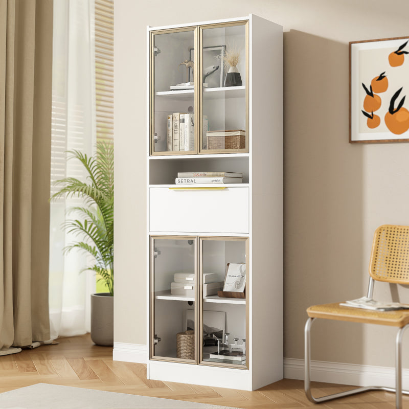 Moderner Weißer Hochschrank mit 16-Farb-LED und Bluetooth – 60×35×180cm