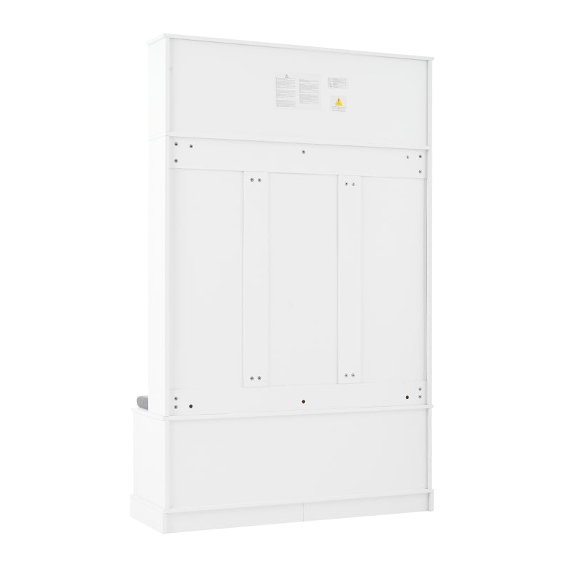 Garderobenständer mit  Schuhbank, Garderobe,  6 Dreifach-Haken,freistehend, platzsparend, für Eingangsbereich,Flur, Weiß