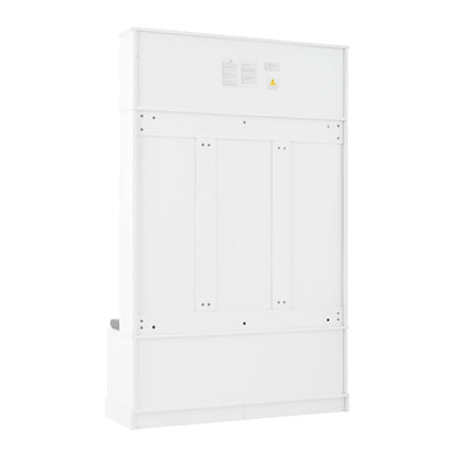Garderobenständer mit  Schuhbank, Garderobe,  6 Dreifach-Haken,freistehend, platzsparend, für Eingangsbereich,Flur, Weiß