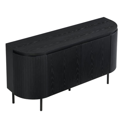 Moderner Bogenförmiger Sideboard mit verstellbaren Regalen und Metallbeinen, ideal für Wohnzimmer und Esszimmer (Schwarz)
