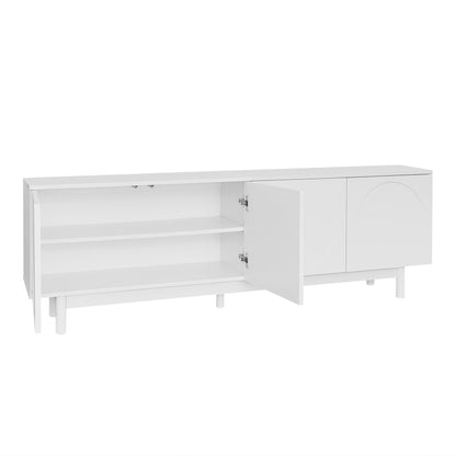 Moderner weiß TV-Schrank – 175 x 38 x 56 cm, verstellbare Einlegeplatten, Leichte Lowboard-TV-Möbel im Luxusstil