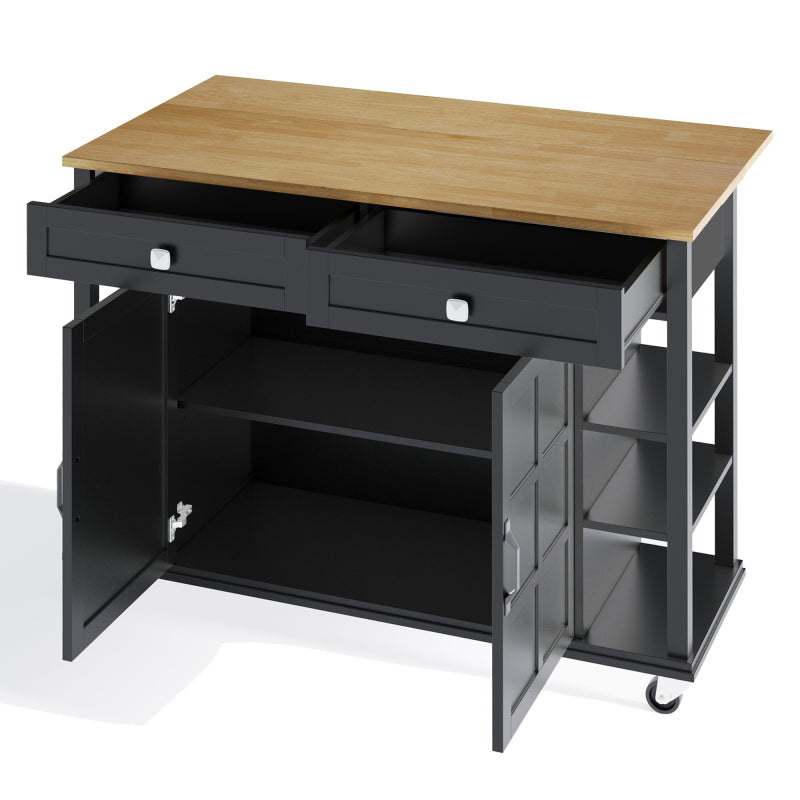 Multifunktionaler Küchenwagen mit klappbarer Arbeitsplatte, 120×65 cm erweiterbar, 2 Schubladen, geräumige Aufbewahrung, auf Rollen – Stilvoller Servierwagen für Küche, Esszimmer & Wohnzimmer