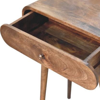Mini London Konsolentisch aus massivem Mangoholz – Grau/Kastanie, 1 Schublade & Ablage, Handgefertigt, Bronze-Gestell, 60x30x78 cm