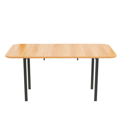 Klassischer ausziehbarer Esstisch in Holzfarbe 120 cm, Teleskoplänge bis 160 cm, Tisch in naturfarbe, moderner minimalistischer Stil, hochfeste Legierungsstütze, geeignet für 4-6 Personen