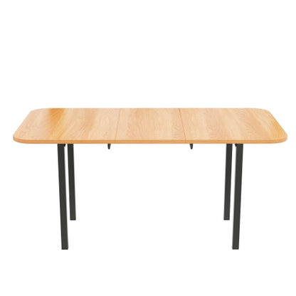 Klassischer ausziehbarer Esstisch in Holzfarbe 120 cm, Teleskoplänge bis 160 cm, Tisch in naturfarbe, moderner minimalistischer Stil, hochfeste Legierungsstütze, geeignet für 4-6 Personen