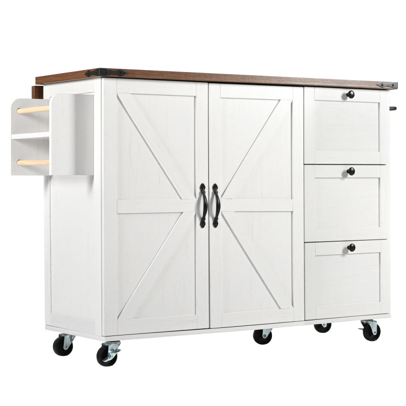 Kücheninsel, Servierwagen mit ausziehbarer Arbeitsplatte, Küchenschrank,Küchentrolley,Speisewagen mit Holzmaserung, Speisewagen mit zwei Türen und drei Schubladen
