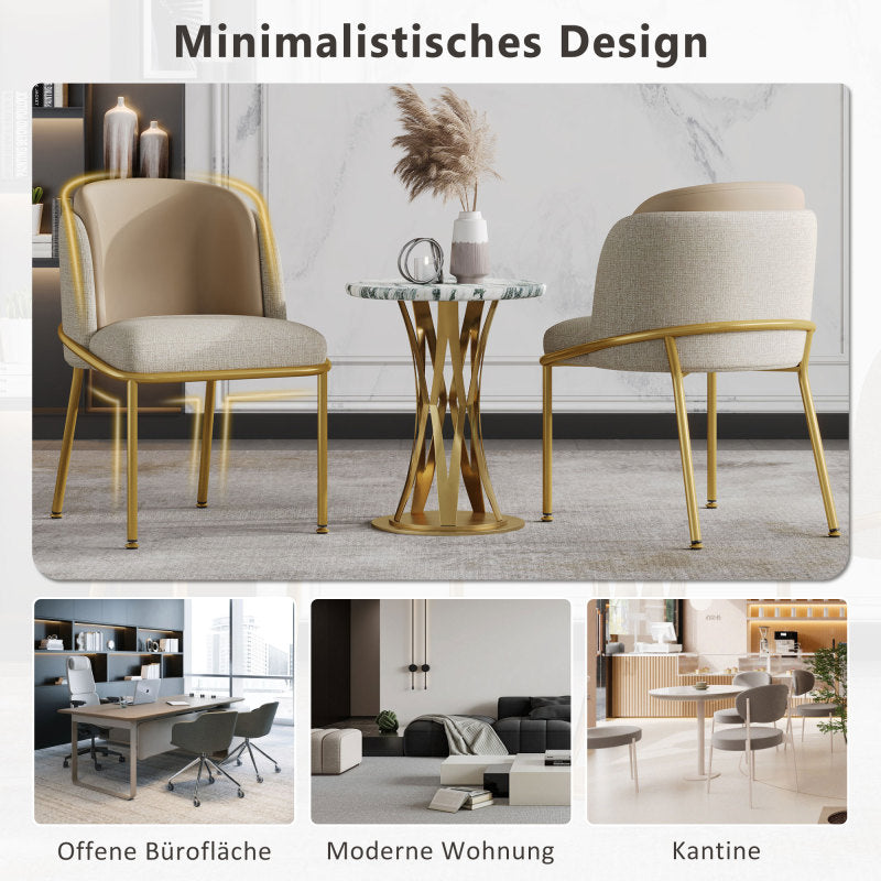 2 St Moderner Stuhl, Ideal für Wohnzimmer, Offene Bürofläche, Esszimmer, Beige+Khaki