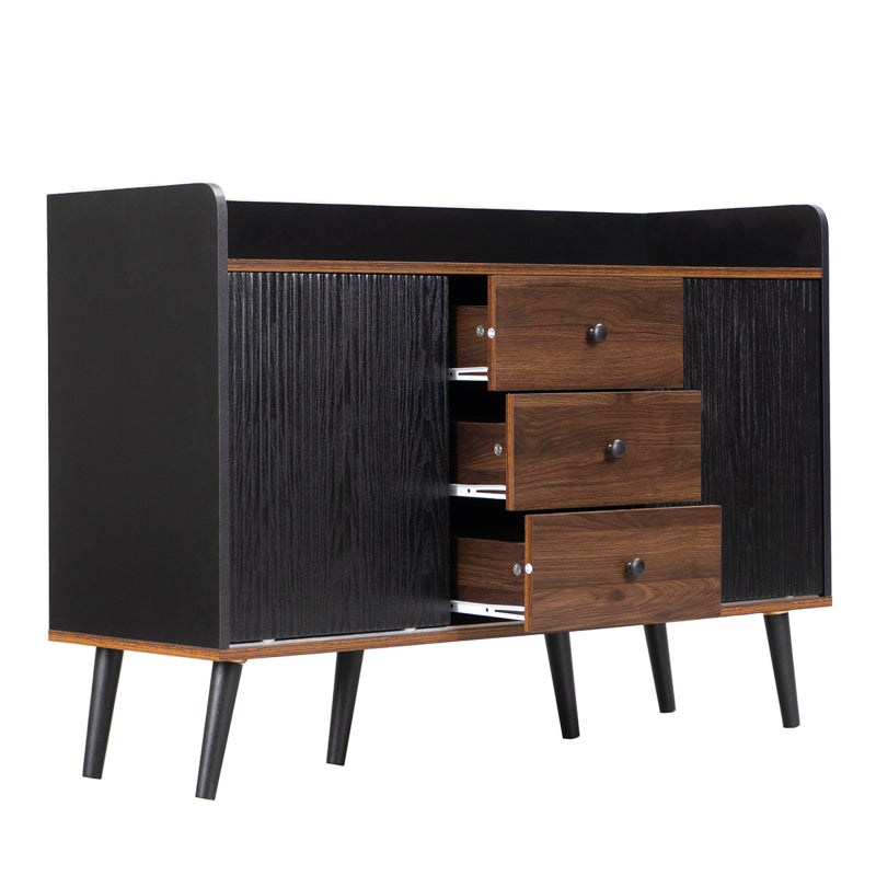 Sideboard mit drei Schubladen, exquisite Maserung. Sideboard für Schlafzimmer und Wohnzimmer, Moderne Holzfarbe-Sideboard mit Stauraumregalen. H80/L117,5/T40 cm