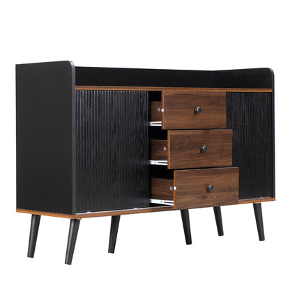 Sideboard mit drei Schubladen, exquisite Maserung. Sideboard für Schlafzimmer und Wohnzimmer, Moderne Holzfarbe-Sideboard mit Stauraumregalen. H80/L117,5/T40 cm
