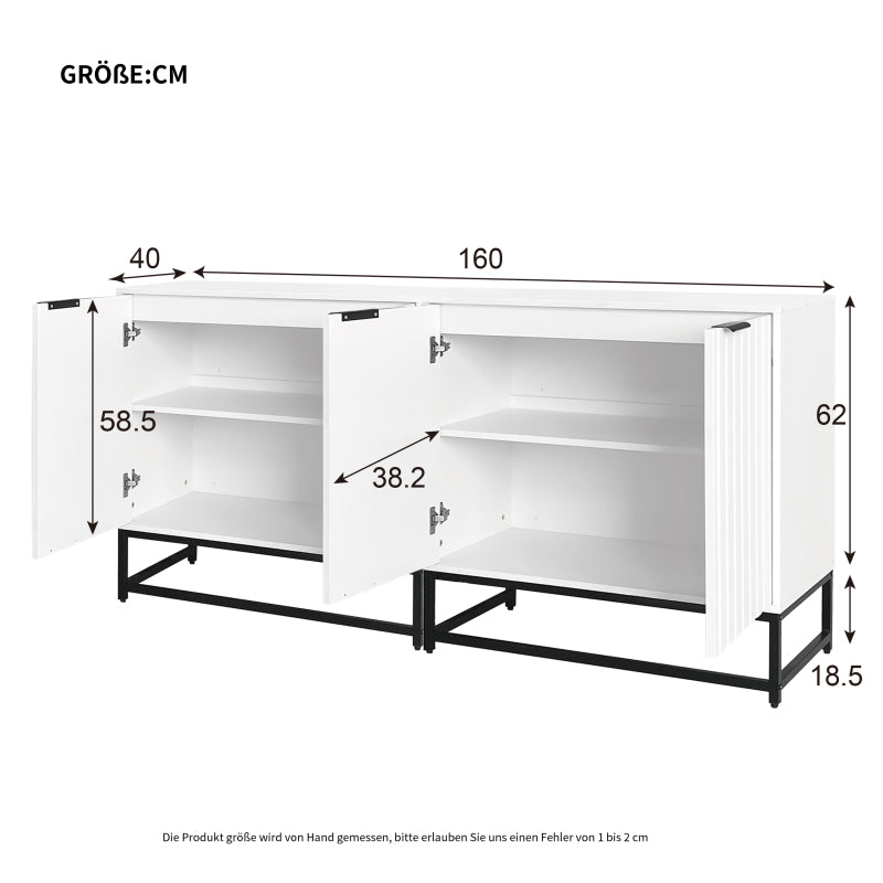 Moderne Sideboard Kommode mit 2 Türen in Vakuum-Formgebung, Standschrank Lagerung Schrank mit Metallgriffen und Rahmenbeinen, geeignet für Wohnzimmer, Flur und Esszimmer
