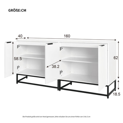 Moderne Sideboard Kommode mit 2 Türen in Vakuum-Formgebung, Standschrank Lagerung Schrank mit Metallgriffen und Rahmenbeinen, geeignet für Wohnzimmer, Flur und Esszimmer