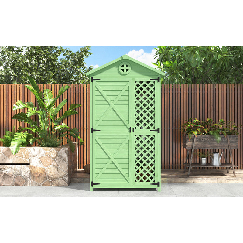 Outdoor Holz Gartenmöbel Aufbewahrungsschuppen, Werkzeughaus für Garten, Terrasse, verblassungsfrei, wetterfest, wartungsfrei, umweltfreundlich, sicher und geschützt, grün