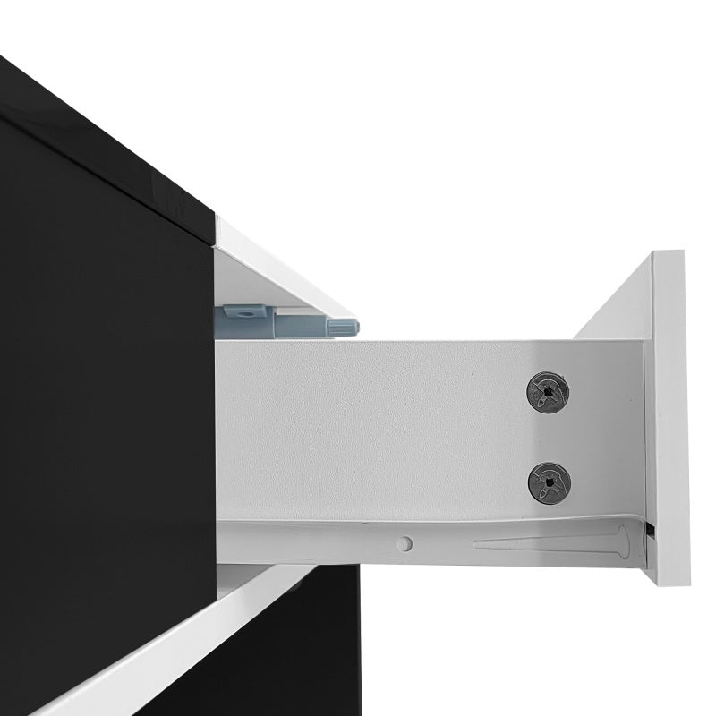 Moderner Couchtisch mit 2 Schubladen – Schwarz-Weiß-Design, Stauraum, Hochglanz-Tischplatte, 100 cm lang