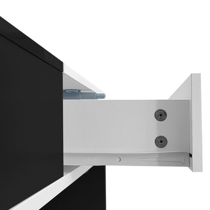 Moderner Couchtisch mit 2 Schubladen – Schwarz-Weiß-Design, Stauraum, Hochglanz-Tischplatte, 100 cm lang