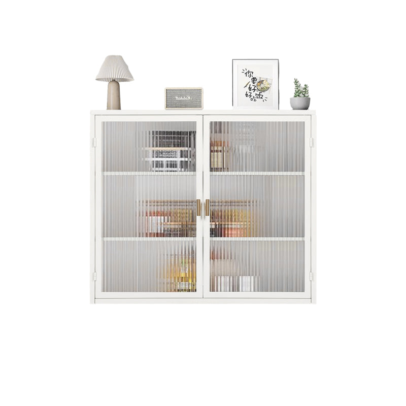 70CM Glastüren Moderner zweitüriger Wandschrank mit dreistufiger Lagerung für Eingangsbereich Wohnzimmer Badezimmer Esszimmer(White)