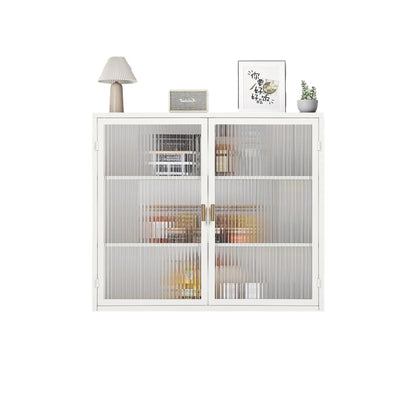 70CM Glastüren Moderner zweitüriger Wandschrank mit dreistufiger Lagerung für Eingangsbereich Wohnzimmer Badezimmer Esszimmer(White)