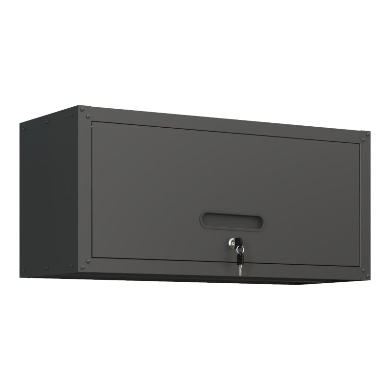Vielseitiger Metall-Wandschrank, wandmontierter Nutzschrank mit verschließbarer Tür, aufgehängtes Stahlwerkzeugkabinett, Geeignet für Garage, Keller, Werkstatt und Küche, H34,5 cm × B75 cm × T30 cm