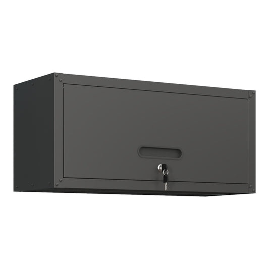 Vielseitiger Metall-Wandschrank, wandmontierter Nutzschrank mit verschließbarer Tür, aufgehängtes Stahlwerkzeugkabinett, Geeignet für Garage, Keller, Werkstatt und Küche, H34,5 cm × B75 cm × T30 cm