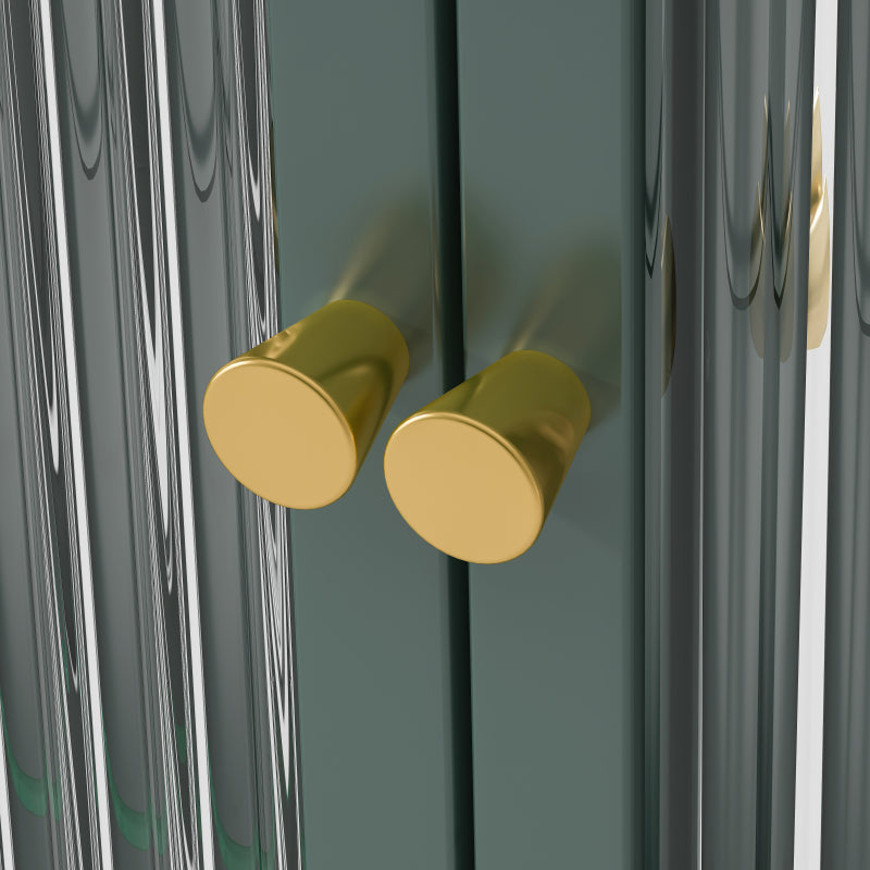 3 Door Arched Wall Mounted Glass Cabinets for Kitchen, Living Room and Bathroom(Dark green)