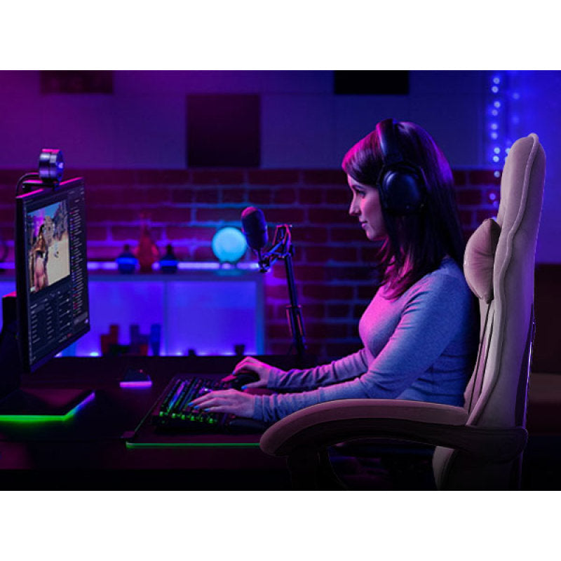 Gaming Stuhl Stoff, Ergonomischer Gaming Chair mit Fußstütze, Verstellbarer Racing Computerstuhl mit Lordosenstütze, Grau Ergonomisch PC-Stuhl