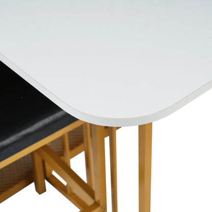 Essgruppe, (Set mit Esstisch, 6 Stühlen), Weiß und Gold