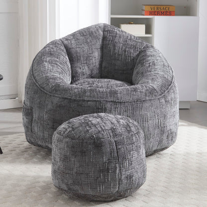 Sitzsack Sofa Stuhl für Erwachsene mit Fußstütze, Grau