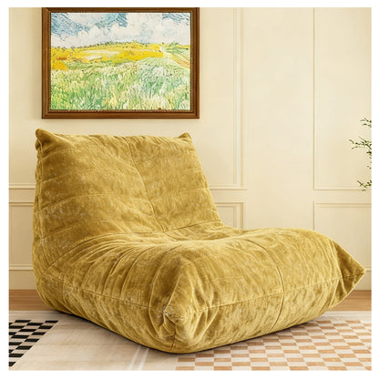 Ergonomischer Sitzsack Sessel mit 5-Zonen-Körperunterstützung, Bean Bag Chair aus Chenille-Stoff, Gelb
