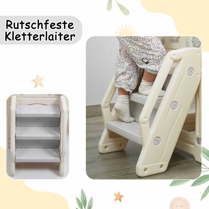 Kinderrutschen-Set mit Schaukel,5 in 1 Kinderrutsche, Rutsche, Klettern, Stauraum, Schaukel, Basketballrahmen ,Schaukel Rutsche für Indoor