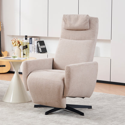 Bequemer Relaxsessel mit Liegefunktion – Chenille Fernsehsessel mit Fußstütze, drehbarer Stillsessel & Loungesessel für Wohnzimmer, modernes Sofa, Grau