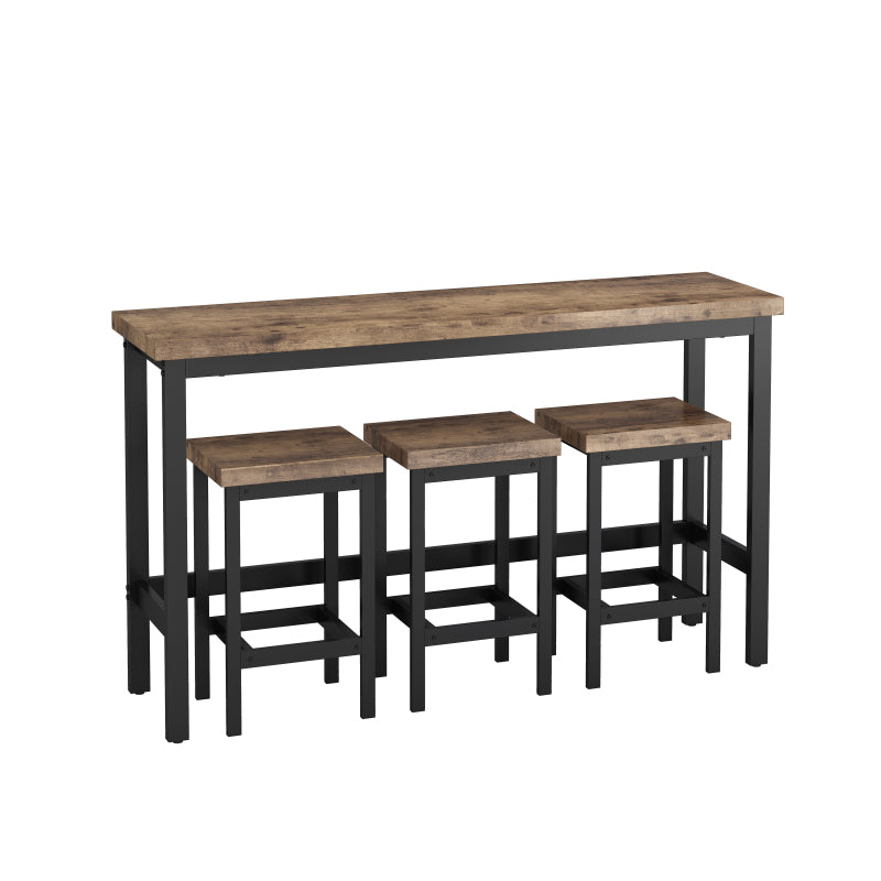 148CM Modern Design Kitchen Dining Table, Pub Table, Long Dining Table Set with 3 Stools;148CM Modernes Design Küche Esstisch, Kneipentisch, Langer Esstisch Set mit 3 Hockern, Einfache Montage, Natur
