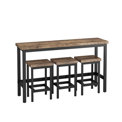 148CM Modern Design Kitchen Dining Table, Pub Table, Long Dining Table Set with 3 Stools;148CM Modernes Design Küche Esstisch, Kneipentisch, Langer Esstisch Set mit 3 Hockern, Einfache Montage, Natur