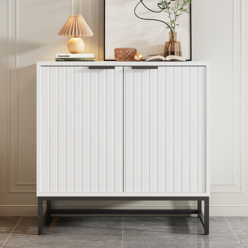 Moderne Sideboard Kommode mit 2 Türen in Vakuum-Formgebung, Standschrank Lagerung Schrank mit Metallgriffen und Rahmenbeinen, geeignet für Wohnzimmer, Flur und Esszimmer