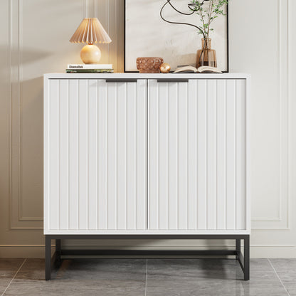 Moderne Sideboard Kommode mit 2 Türen in Vakuum-Formgebung, Standschrank Lagerung Schrank mit Metallgriffen und Rahmenbeinen, geeignet für Wohnzimmer, Flur und Esszimmer