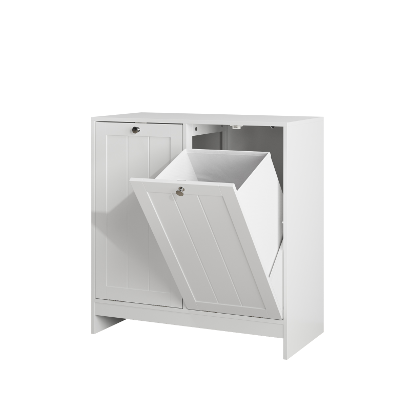 Badezimmer-Wäschekorb-Aufbewahrungsschrank, freistehender Home-Organizer, weiß