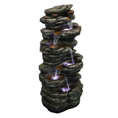 40inches High Outdoor Rock Water Fountain for Home Garden Decor