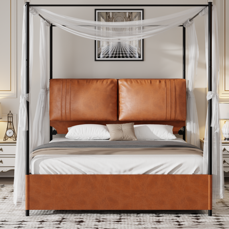 High-End-leichte Luxus Stil mit zwei Leder-Weich Kissen, ausgestattet mit 4 abnehmbaren, zweizweckigen Lederbett, kein Boxfeder 160*200