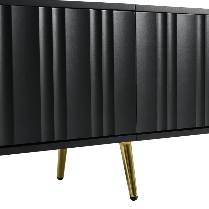 Schwarzes TV-Schrank, 190 cm(L) x 38 cm(W) x 48 cm(H), goldene Tischbeine