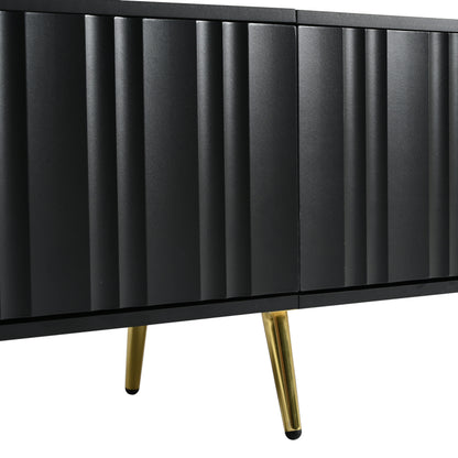 Schwarzes TV-Schrank, 190 cm(L) x 38 cm(W) x 48 cm(H), goldene Tischbeine