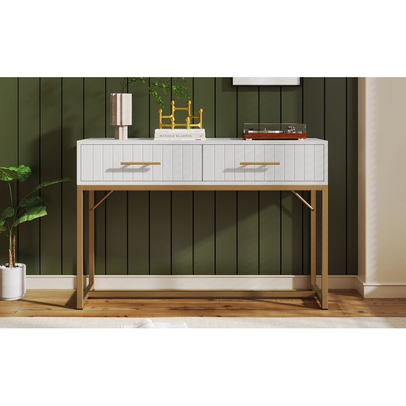 Schminktisch mit 2 Schubladen 75cm Höhe ,Kommode Schlafzimmer Highboard Weiss Sideboard Schubladenkommode Kommode für Schlafzimmer, Weiß -H75/B100/T45 cm