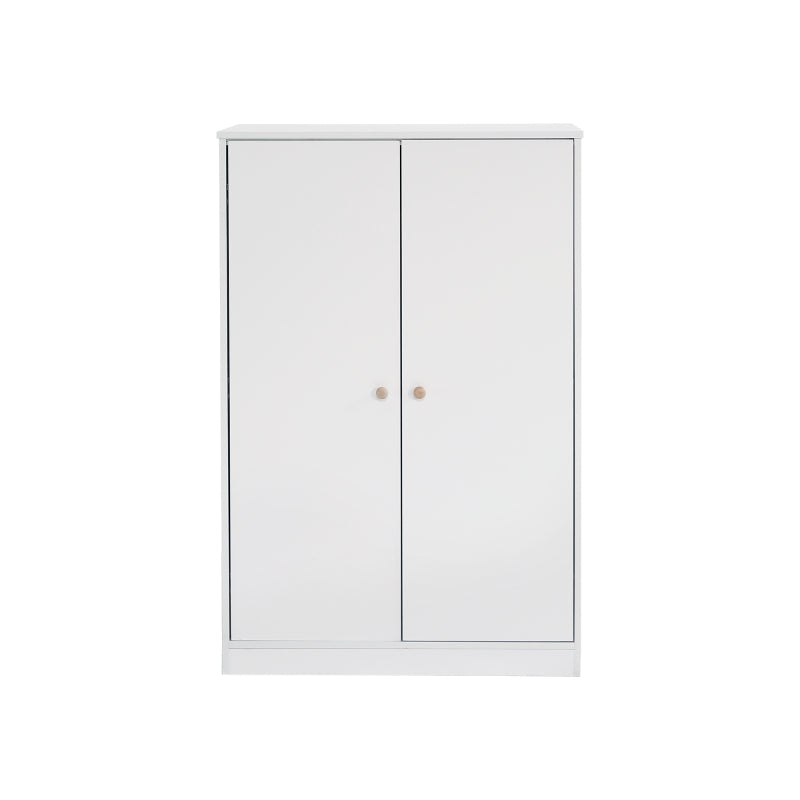 Kleiner Kleiderschrank mit Stange, 2-türiger Kleiderschrank, Schlafzimmer, Wohnzimmer, Kinderkleiderschrank, MDF, Weiß