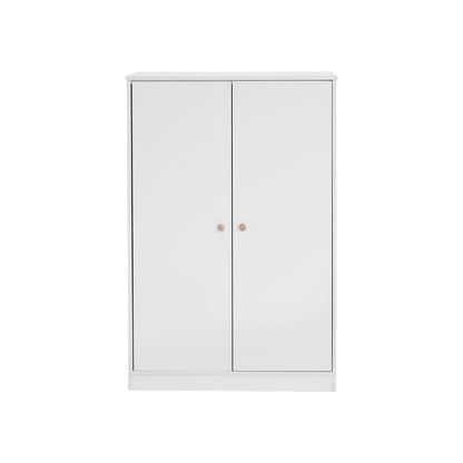 Kleiner Kleiderschrank mit Stange, 2-türiger Kleiderschrank, Schlafzimmer, Wohnzimmer, Kinderkleiderschrank, MDF, Weiß