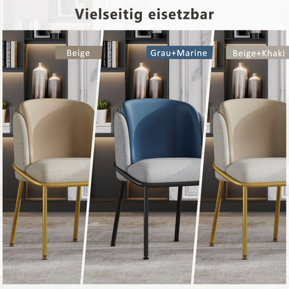 2 St Moderner Stuhl, Ideal für Wohnzimmer, Offene Bürofläche, Esszimmer, Grau+Marine