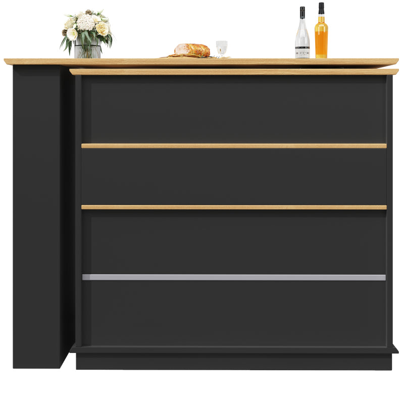 Hochtisch Kücheninsel  Bistro Table (125-181×39×104.5cm) , 360° drehbare Essbar, Schwarz