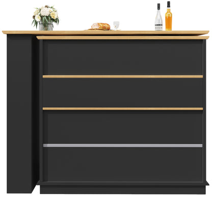 Hochtisch Kücheninsel  Bistro Table (125-181×39×104.5cm) , 360° drehbare Essbar, Schwarz