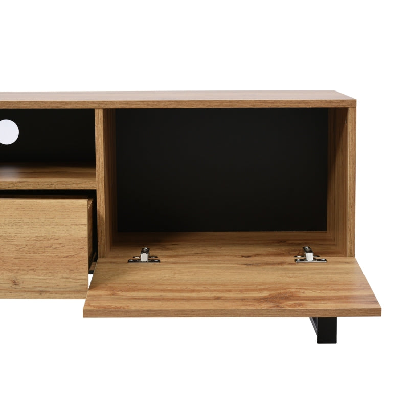 Moderner TV-Ständer mit schwarzem und holzfarbenem Design – geräumiger Stauraum, robuste Konstruktion