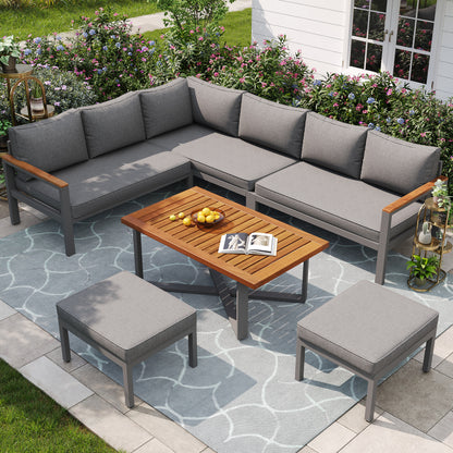 Gartenlounge-Set für 7-8 Personen, Gartenmöbel, Gartenmöbel Set für Garten, Balkon, Terrasse, wetterfest Sitzgruppe Essgruppe, Moderne Gartengarnitur,Gartenmöbelset mit Gestell aus verzinktem Eisen