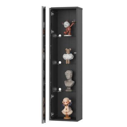 Multifunktionale Vitrine, Glastrennwand, LED-Farbwechsel Licht, schlichtes Design, Schwarz